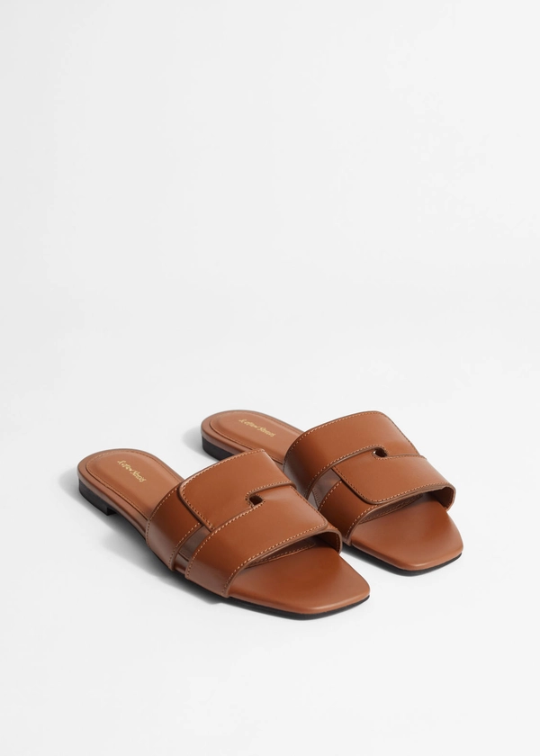 Woven Leather Slides - Brown - & Other Stories GB