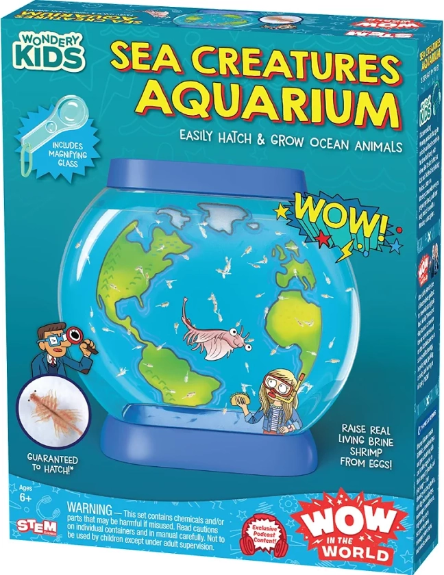 Wow in The World SEA Creatures Aquarium | Hatch & Raise Real Brine Shrimp (Easy Care), Customizable Tank, Companion Audio Content, Bonus Reusable Science Tool, STEM Toy for Kids 6+ by Thames & Kosmos