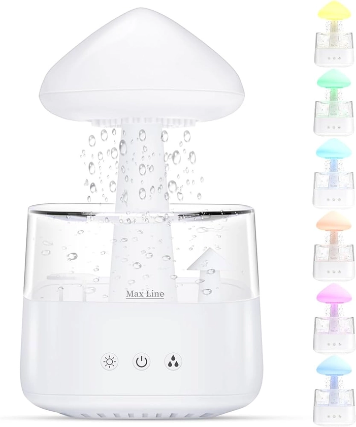 ABBWOBOX Rain Cloud Humidifier Water Drip, Essential Oil Diffuser for Home Bedroom Aroma, Mushroom Humidifier With Calming Rain Sounds to Help Sleeping & Stress, With Night Light & Waterfall Lamp