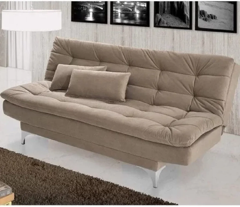 AMATA Eagle Sofa Cum Bed Two Cushions Perfect for Home Living Room and Guests (Camel) (Wood) 3-Person Sofa, Buff Beige : Amazon.in: Home & Kitchen