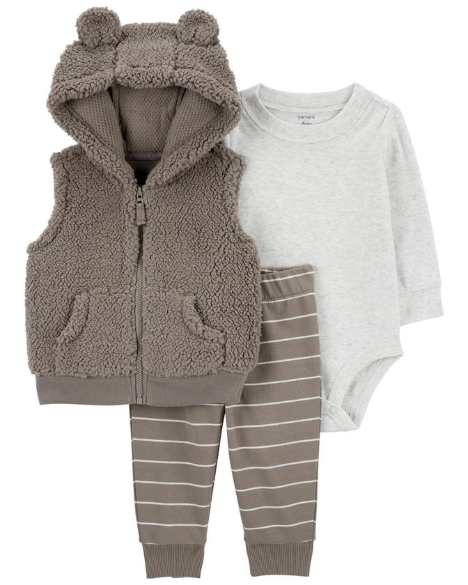 Baby 3-Piece Sherpa Little Vest Set