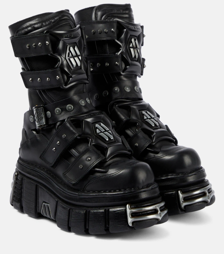 Gamer leather platform ankle boots in black - Vetements | Mytheresa