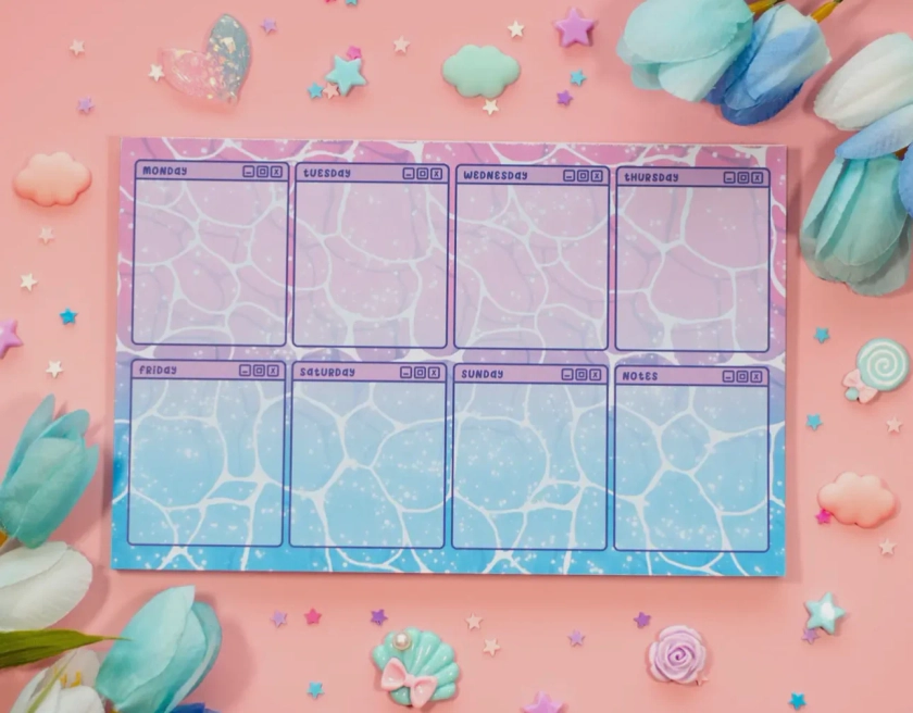 Vaporwave Water Weekly Planner Pad By Unicorn Eclipse