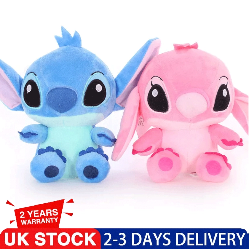 2PCS Lilo and Stitch Angel Plush Soft Toy Teddy Stuffed Doll Toys Kids Gift 20CM