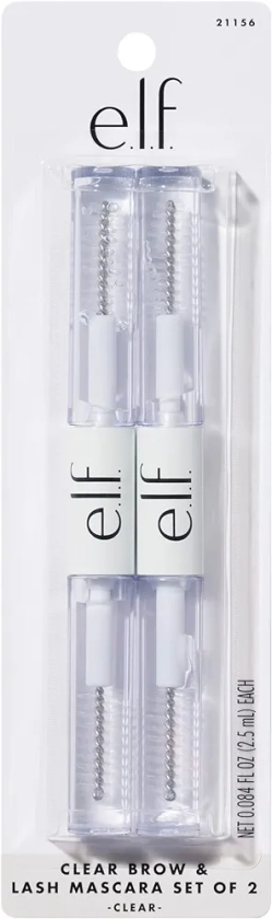 e.l.f. Clear Lash & Brow Mascara 2-Pack, Conditioning Clear Brow & Lash Gel For Grooming, Defining & Separating, Long-Lasting, Vegan & Cruelty-Free