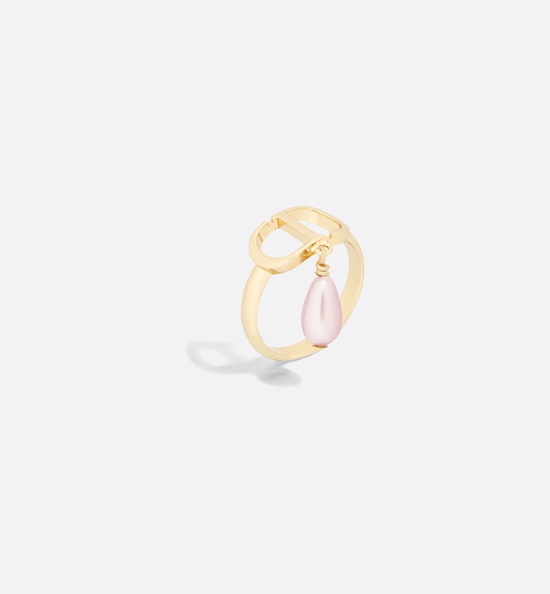 Petit CD Ring Gold-Finish Metal and Iridescent Pink Resin Pearl | DIOR