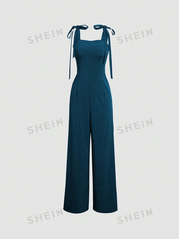 SHEIN MOD Waist-Tied Strappy Jumpsuit