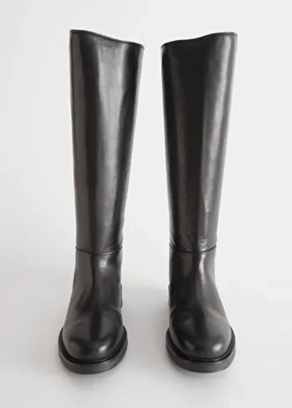 Leather Riding Boots - Black - & Other Stories FI