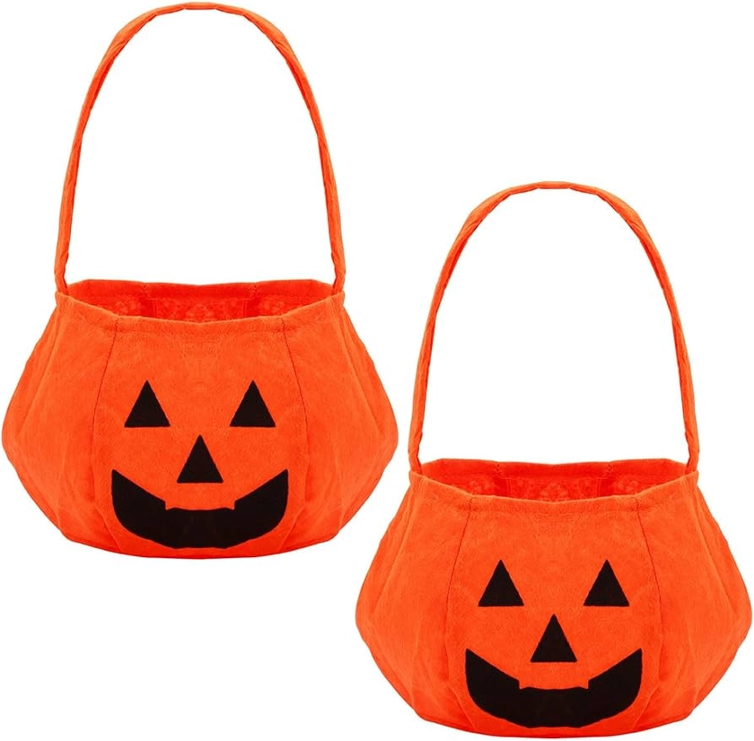 2 PCS Pumpkin Halloween Candy Bags,Halloween Pumpkin Candy Basket Candy Bucket for Trick or Treat,Orange Handbag Tote bag for Halloween Party Favors : Amazon.co.uk: Home & Kitchen