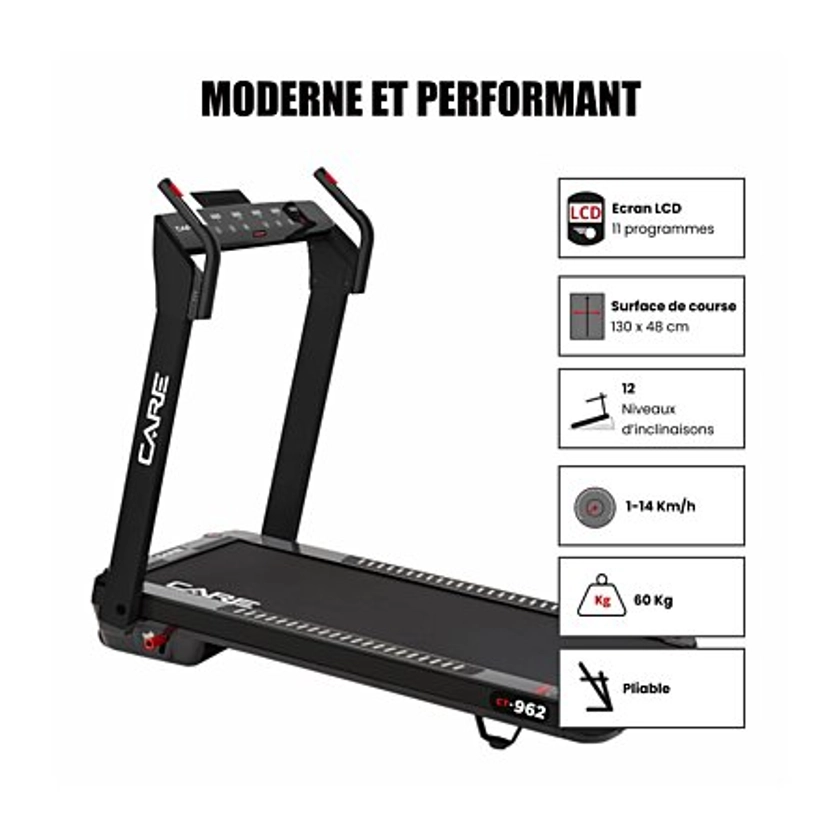 Tapis de course connecté - 14km/h - CARE - CT-962 - KINOMAP