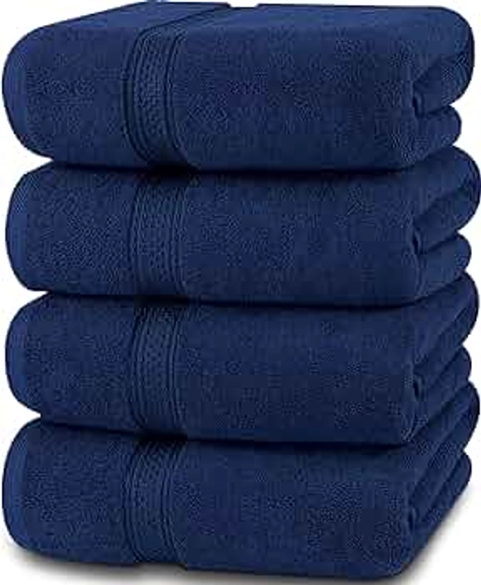 Utopia Towels 4 Pack Premium Bath Towel Set, (27 x 54 Inches) 100% Ring Spun Cotton 600GSM, Lightweight and Highly Absorbent Quick Drying Towels, Perfect for Daily Use (Navy)