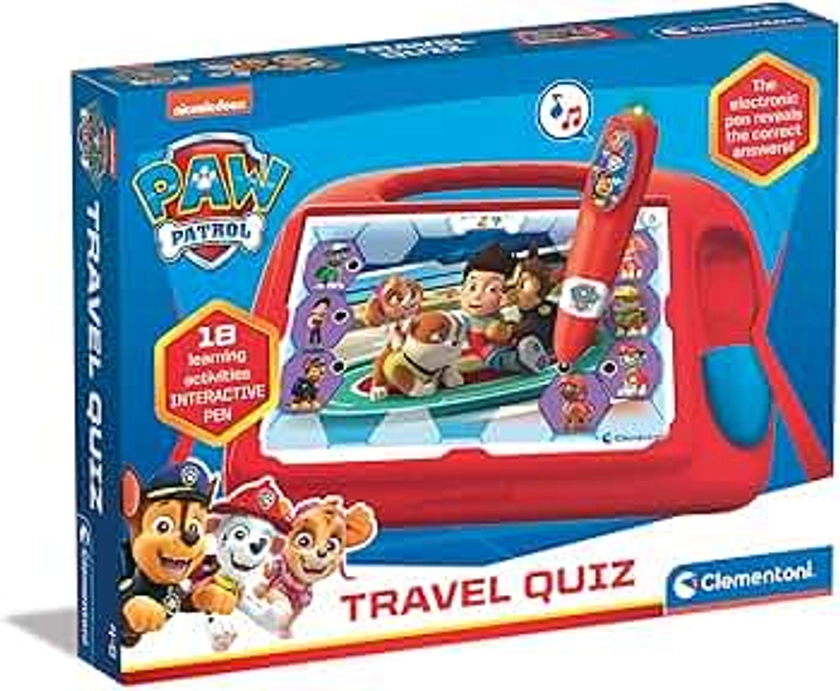 Clementoni - 16335 - Travel Quiz Paw Patrol - Educational Toys, Quiz Game For Kids With Electronic Pen, Learning Toys 4 Years, Multilingual, Made In Italy