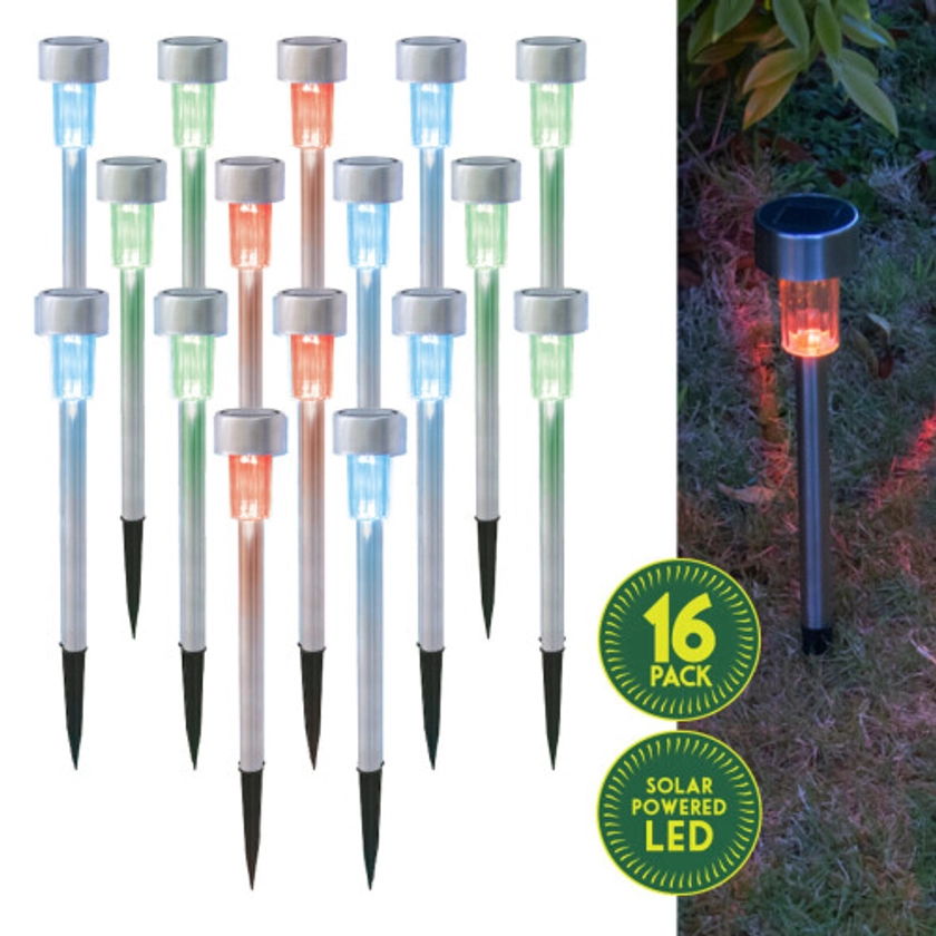 GardenKraft 19829 Multi-Coloured Bollard Solar Garden Lights / Set of 16 on OnBuy