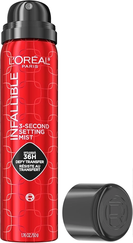 L'Oreal Paris Infallible 3-Second Setting Spray Mist, Microfine Mist for up to 36HR Wear, Clear, 1.76 Fl Oz