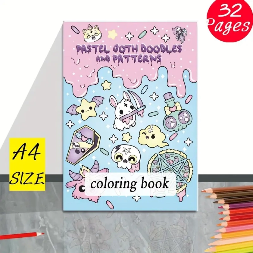 A4 Patterns Adult Coloring Book 32 Pages Mindfulness Colouring Book For For Birthday Halloween Thanksgiving Christmas Day Valentines Day Gifts | Temu