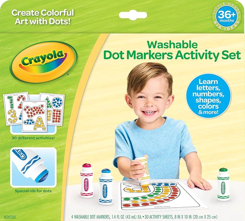 Crayola Washable Dot Markers Activity Set, Educational Gift for Kids, 3, 4, 5, 6