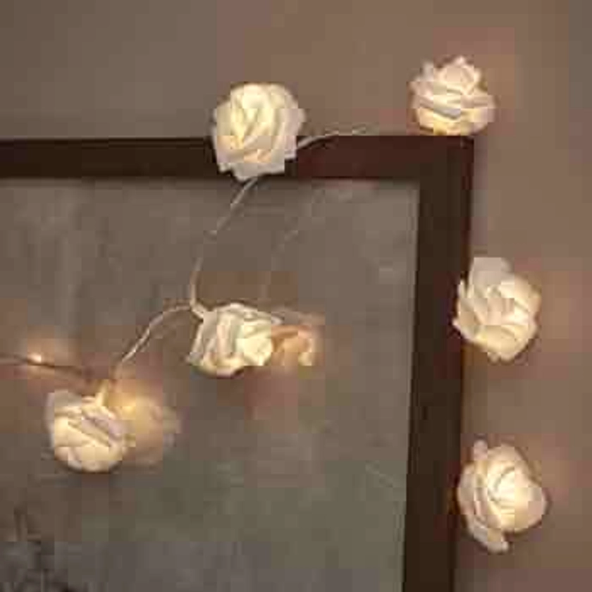 20 White Flowers LED Fairy Lights Battery Operated Warm White Lights4fun : Amazon.com.be: Tools & Home Improvement