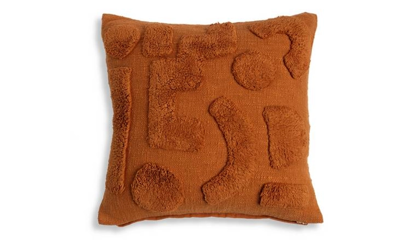 Habitat Abstract Tufted Cushion - Orange - 43x43cm