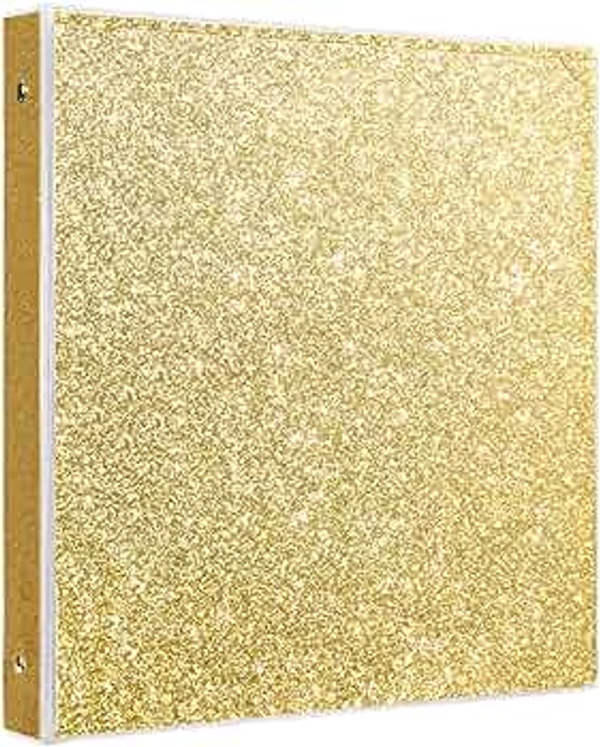 3 Ring Binders 1 Inch Round Rings Binder Gold Binder Holds 8.5" x 11" Letter Size 300 Sheets, Waterproof, Gold