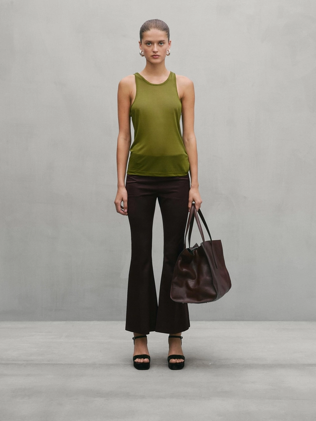 Semi-sheer circular top - Studio · Green · T-shirts And Polo Shirts | Massimo Dutti