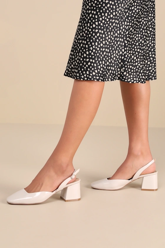 Carlson Bone Patent Slingback Low Heel Pumps