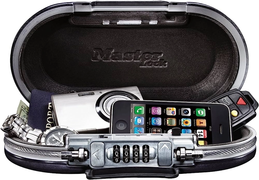 Amazon.com: Master Lock Portable Small Lock Box, Set Your Own Combination Lock Portable Safe, Personal Travel Safe : Office Products