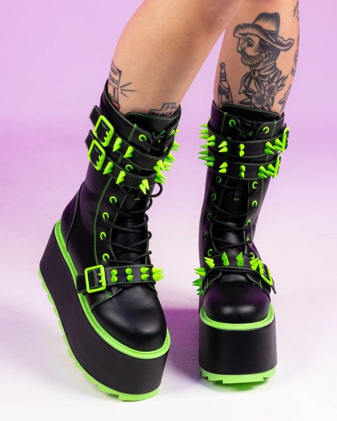 YRU Black/Green Trance Boots