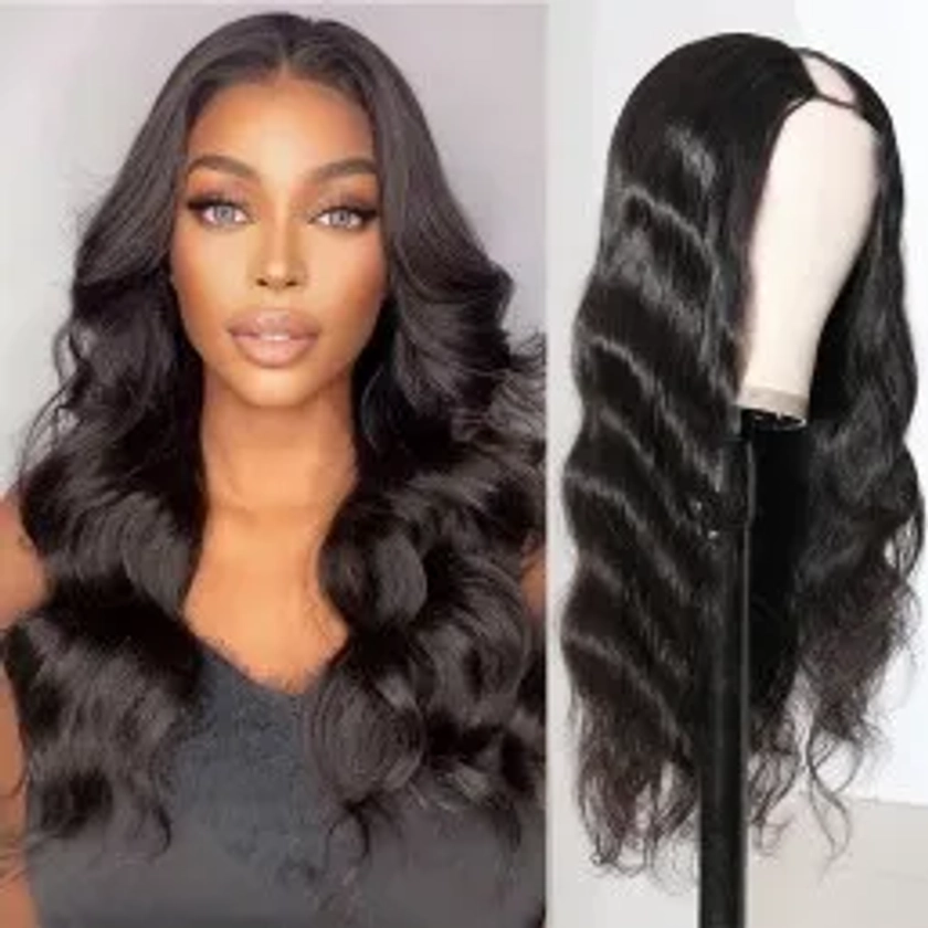 UNice Naturel Noir Sans Colle Body Wave Non Lace Perruque