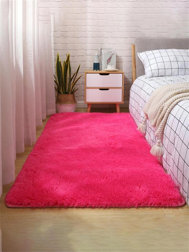 1pc Rose Red Bedside Carpet Modern & Simple Nordic Ins Style Lovely Tatami Full Coverage Rug For Living Room, Bedroom And Tea Table
