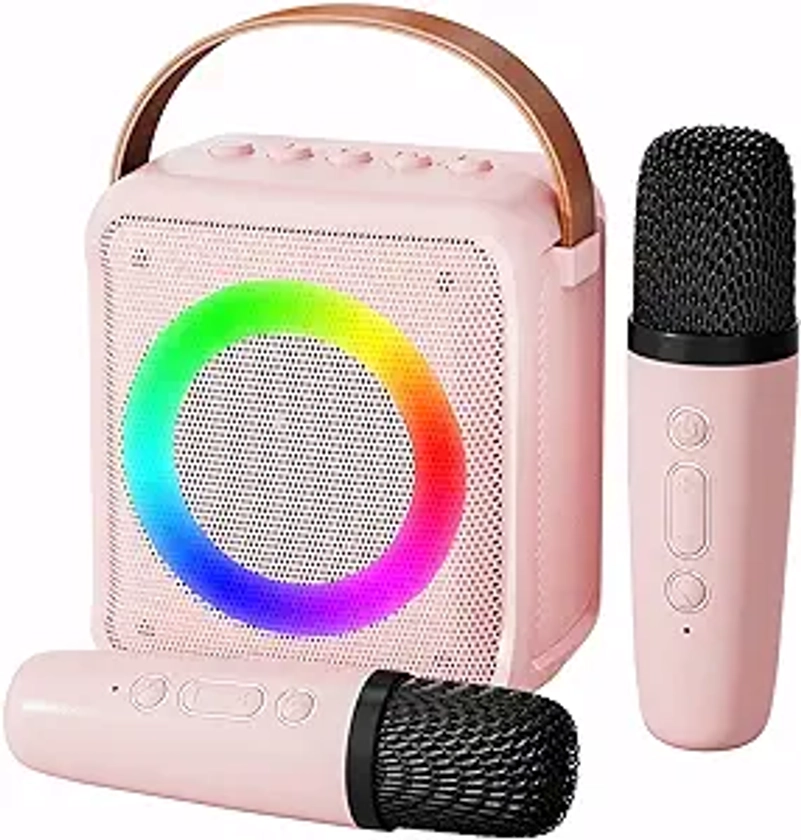 Ankuka Toys Karaoke Microphone Machine for Girls, 4-12 Years Old Girls Birthday Gifts, Portable Speaker with 2 Microphones for Kids Age 3, 4, 5, 6, 7, 8, 9, 10+Year Old(Pinkcolor)