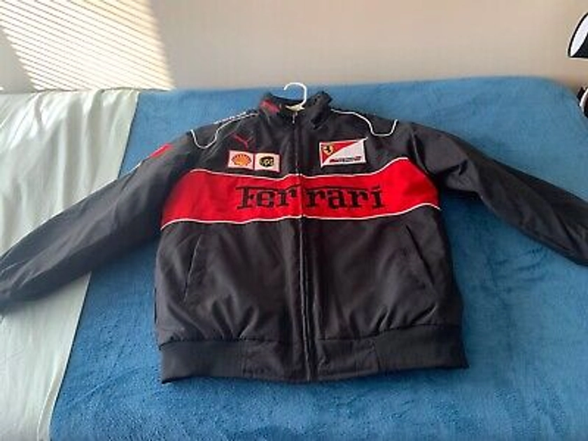 Black Ferrari Vintage F1 Jacket in size M with logos. New with label. Oversize. | eBay