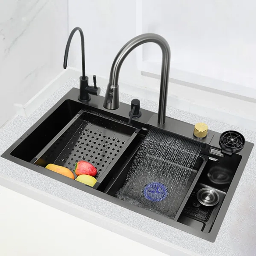 31.4'' L Drop-In Stainless Steel Kitchen Sink