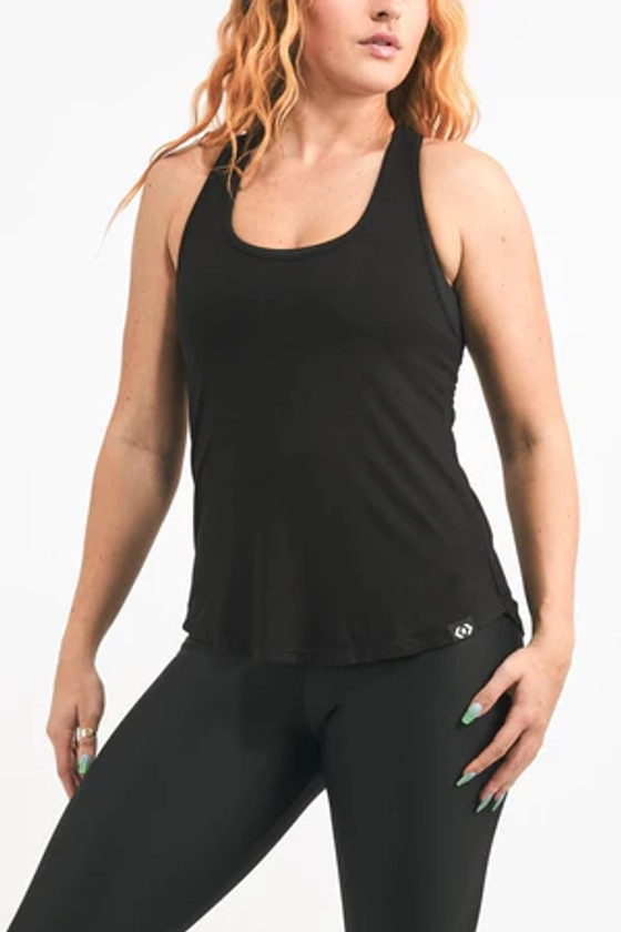 Black Slinky To Touch - Racer Back Tank Top