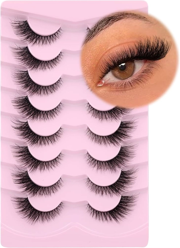 Fox Eye Lashes Wispy Eyelashes Natural Look Clear Band Lashes Fluffy Faux Mink Lashes Natural False Lashes Pack by GVEFETIEE 8 Pairs : Amazon.co.uk: Beauty