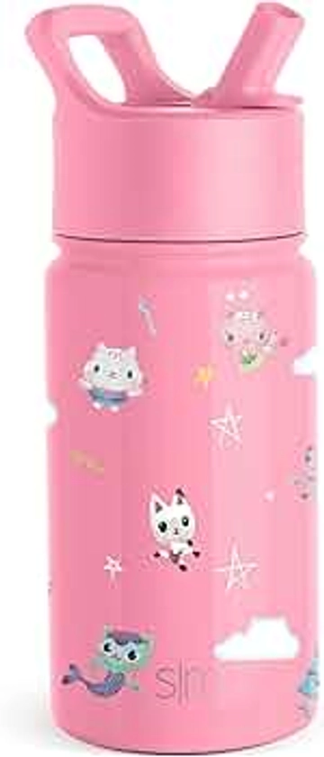 Simple Modern Gabby's Dollhouse Kids Water Bottle with Straw Lid | Reusable Insulated Stainless Steel Cup for Toddlers, School | Summit Collection | 14oz, Kitty Starry Skies