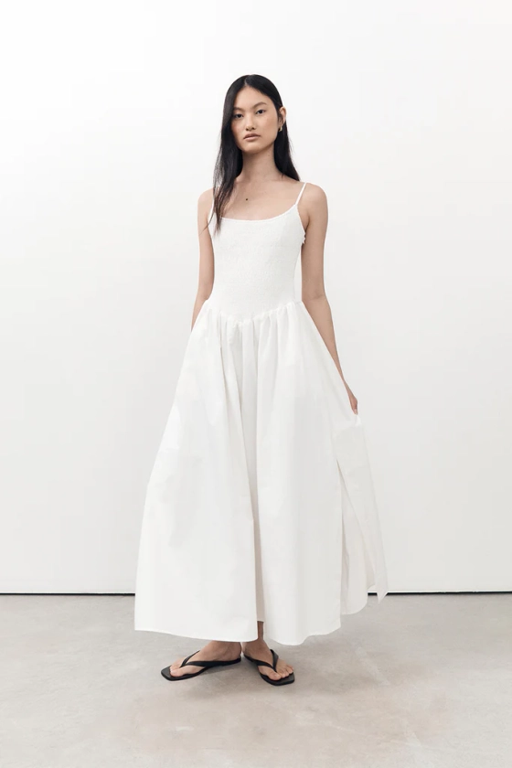 MILANO WHITE COTTON MIDI DRESS