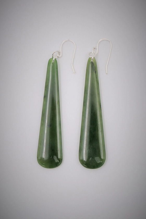 Greenstone and Silver Drop Earrings sml