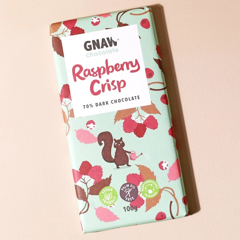 Gnaw Raspberry Crisp Dark Chocolate Bar