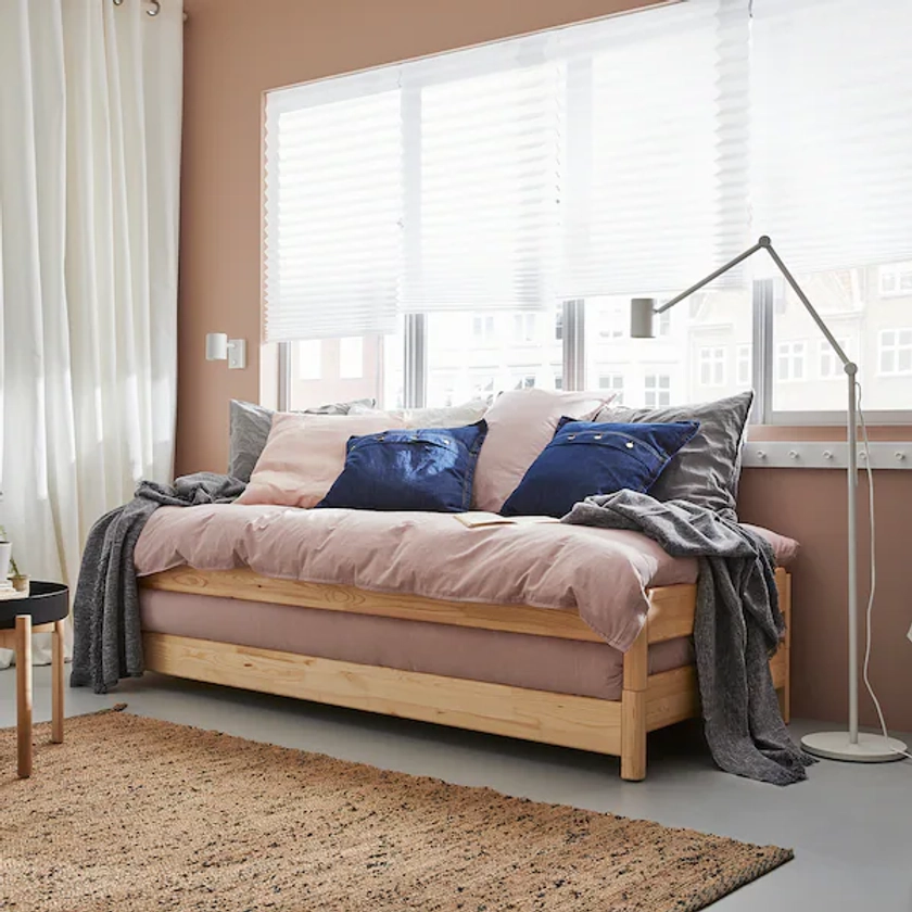 UTÅKER stackable bed with 2 mattresses, pine/Åsvang medium firm, Twin - IKEA