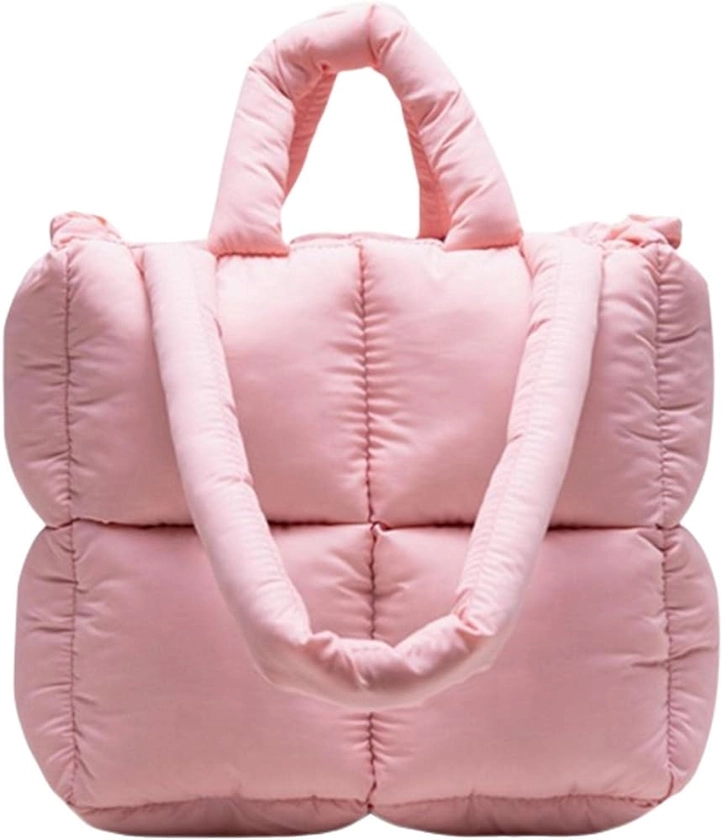 MadGrandeur Puffer Tote Bag Women's Glossy Quilted Puffy Tote Bag Down Padded Shoulder Bag Cute Handbag Aesthetic Handbag