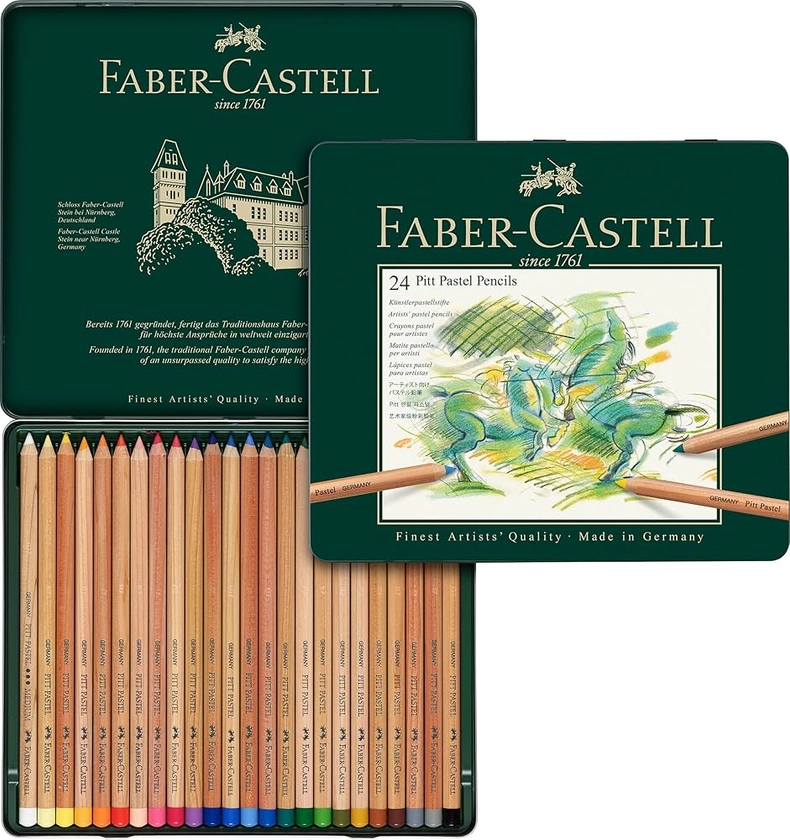 Faber-Castell 112124 Crayon PITT PASTEL boîte métal de 24 pièces