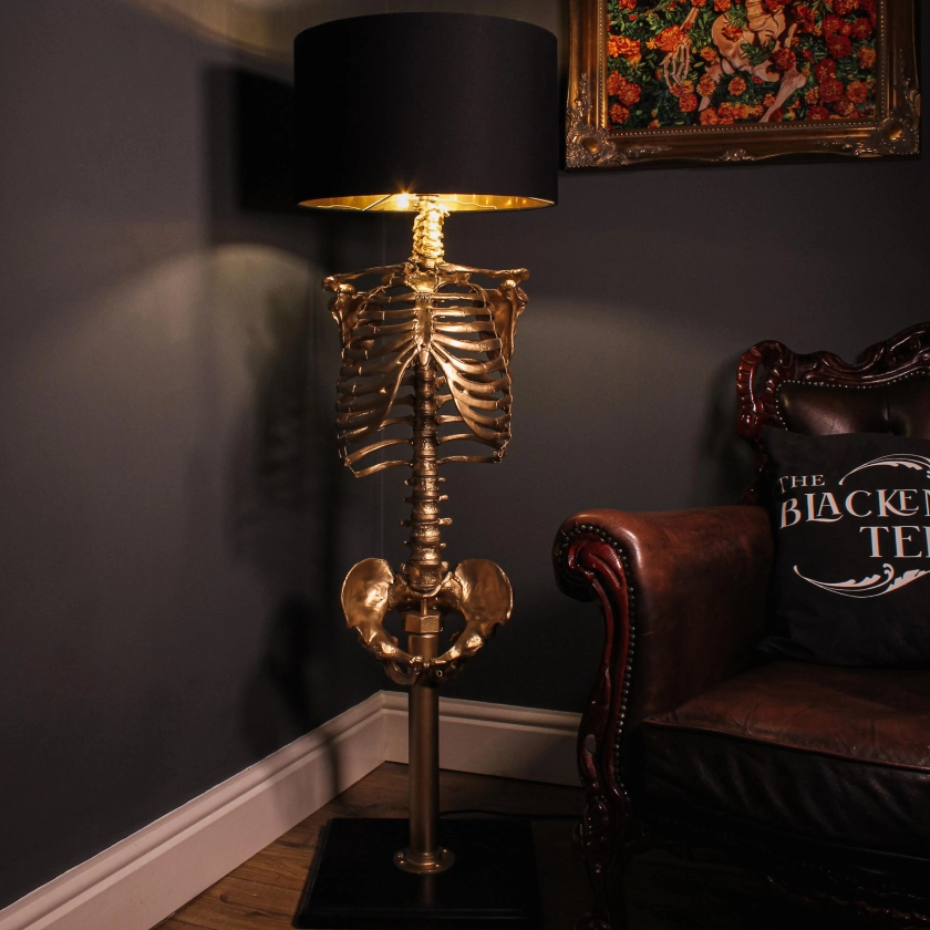The Gold Skeleton Floor Lamp by The Blackened Teeth