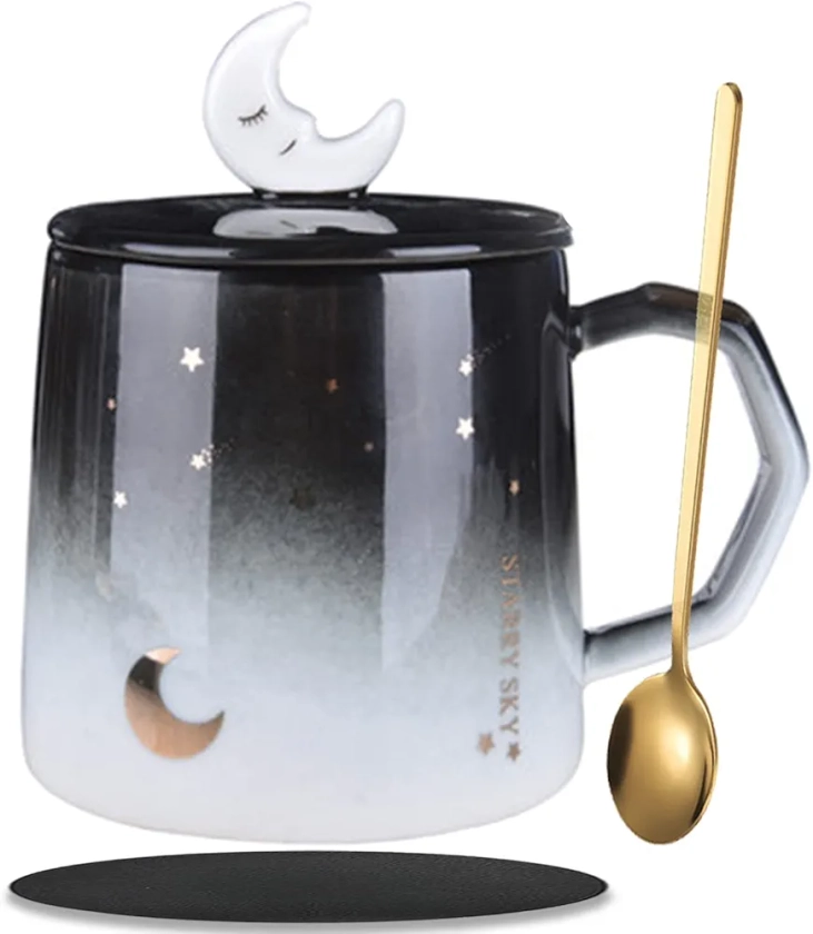 Arawat Mug mignon avec couvercle Étoile & Lune 3d Mug cadeau Drôle de tasse à café 400ml Rose Tasse à thé avec cuillère & soucoupe Tasse à café Cute Cadeau d'anniversaire pour petite amie Femme : Amazon.fr: Cuisine et Maison