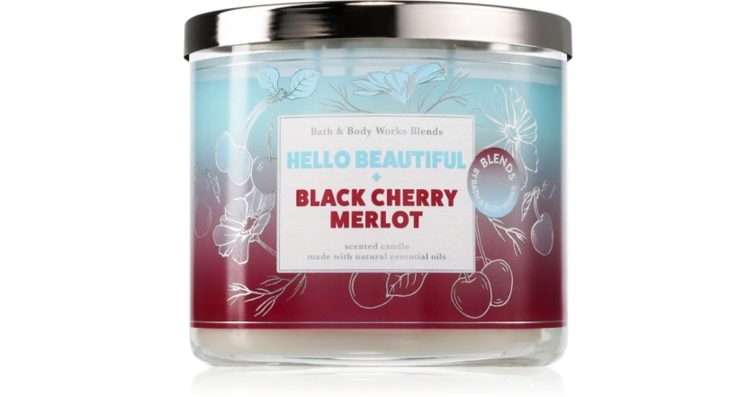 Bath & Body Works Hello Beautiful + Black Cherry Merlot bougie parfumée | notino.fr