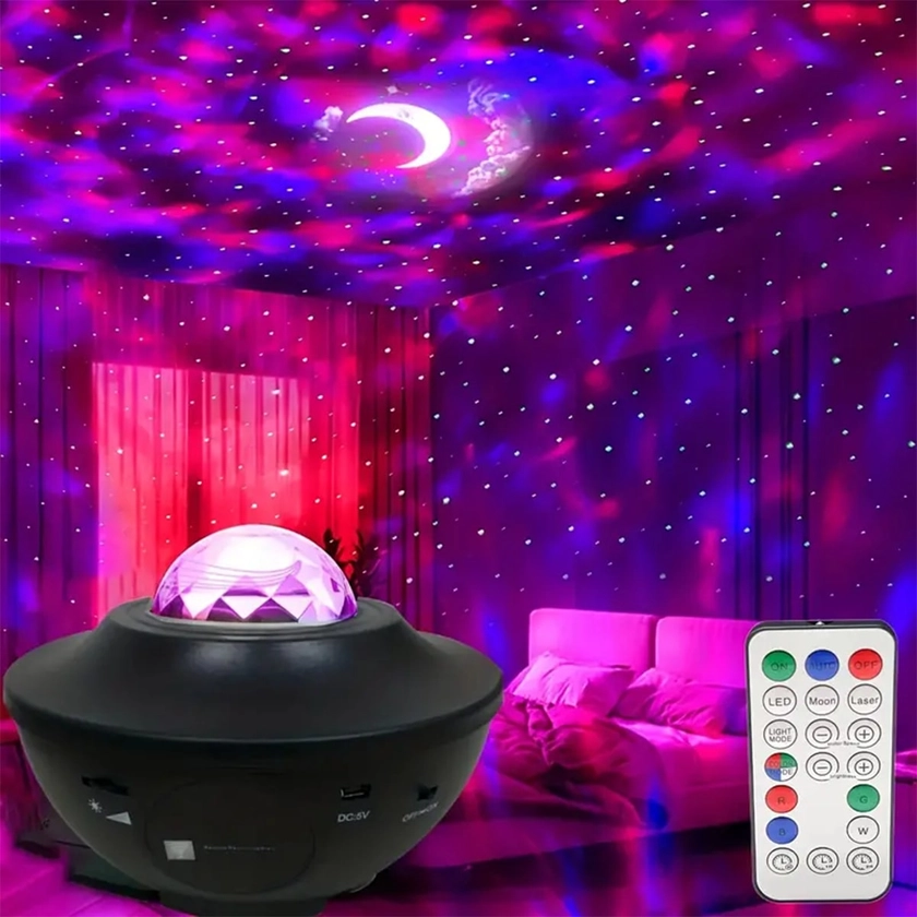 1pc Galaxy Projector Lights Starry Night Light Moon Star Nebula Wave Projector with Music BT Speaker & Pickup RGB Color Changing Remote Control Party Light Dances with the Rhythm for Kids Adults Indoor Bedroom Home Decor Living Room, Halloween, Christmas, Wedding Decor, Wall Decor, For Travel, Camping, Party, Perfect For Christmas Birthday Gift