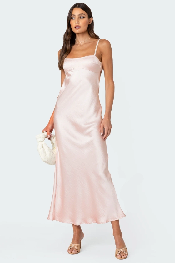 Vienna Open Back Satin Maxi Dress