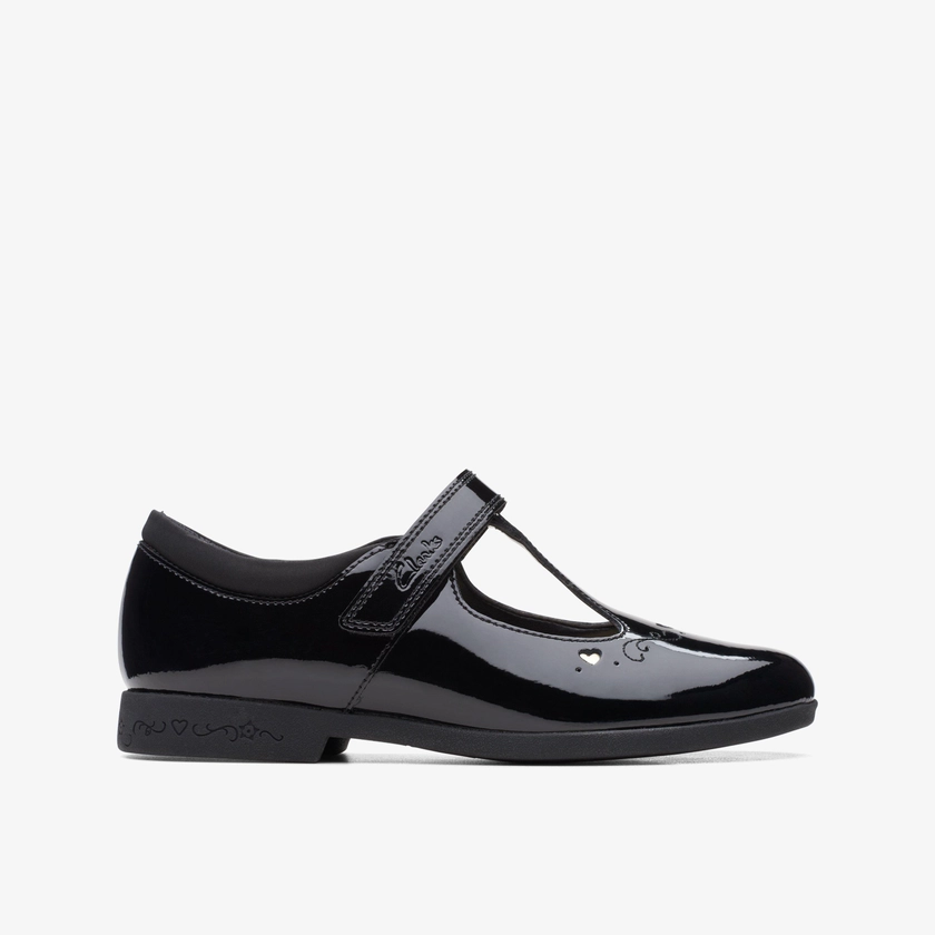 Girls Magic Step Lo Older Black Patent Bar Shoes | Clarks Outlet