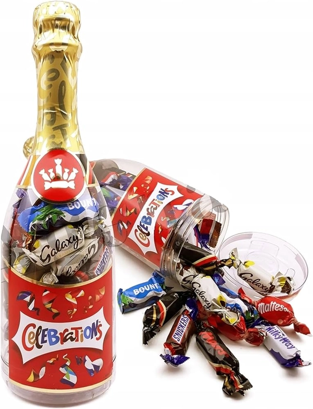 Assorted Celebrations Chocolate Champagne Bottle - Milk Chocolate Gift Bottle 312g Great for Chocolate Hamper, Gifts for Mum. Birthday Chocolate with Topline Card : Amazon.co.uk: Grocery