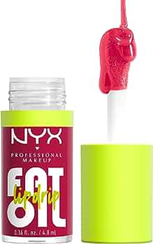 NYX PROFESSIONAL MAKEUP Fat Oil Lip Drip, Moisturizing, Shiny and Vegan Tinted Lip Gloss - Newsfeed (Rose Nude)