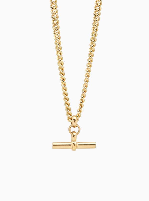 Gold T-Bar Curb Link Necklace - Tilly Sveaas Jewellery